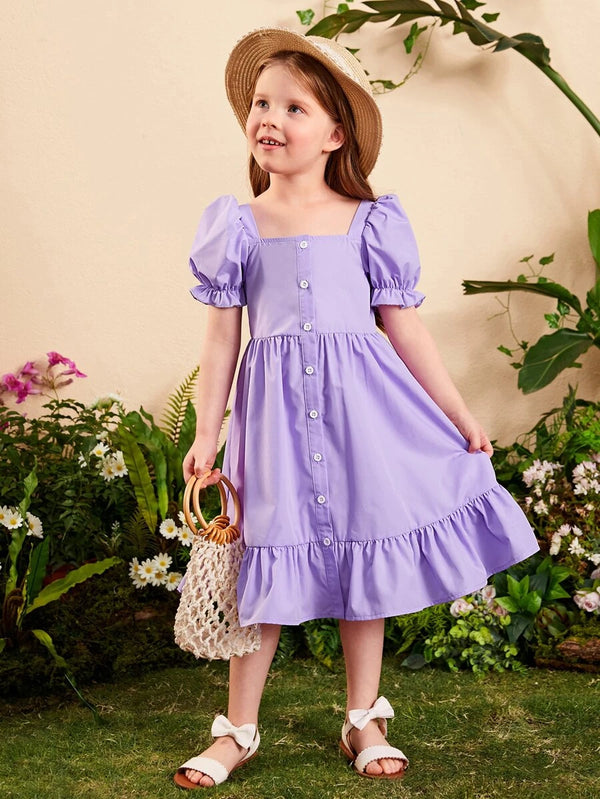 Puff Sleeves Button Down Frock