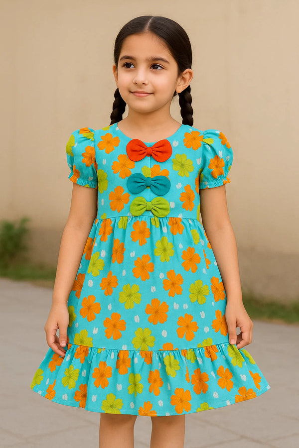 Multi Color Tie Lawn Frock