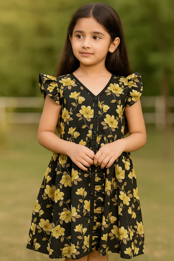 Flower Black Lawn Frock