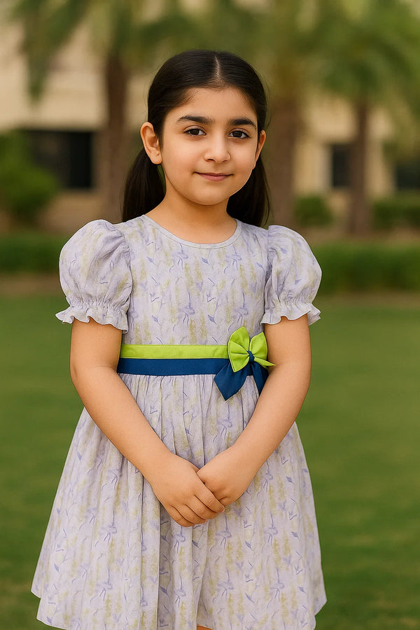 Blue Bow Lawn Frock